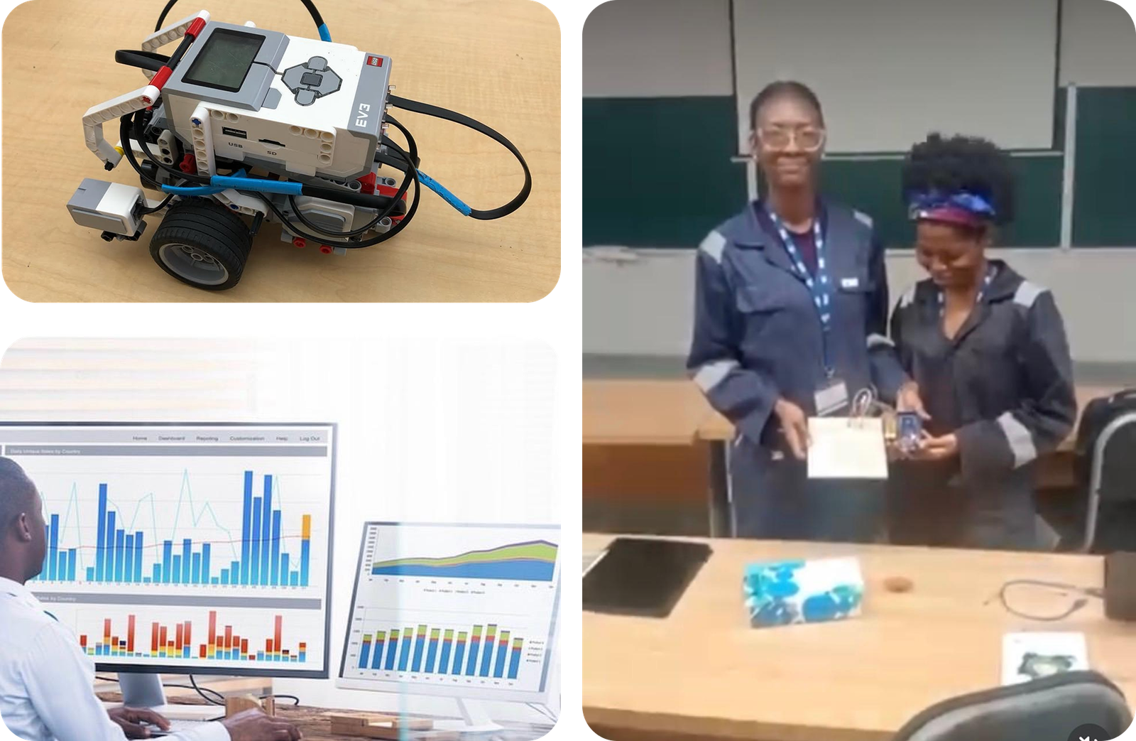 Students working with robotics and STEM technology